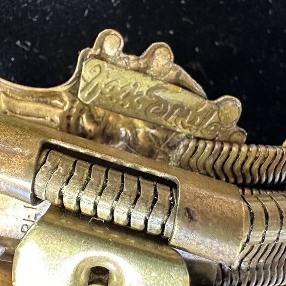 Vintage Jack Smile Egyptian Revival Art Deco Style Brass Bolo Necklace - Picture 8 of 16